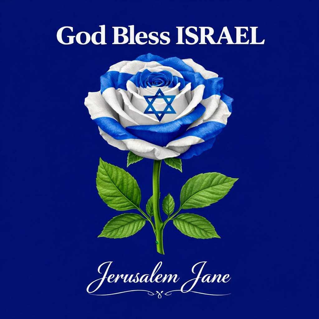 An illustration of a flower with the Israel flag.