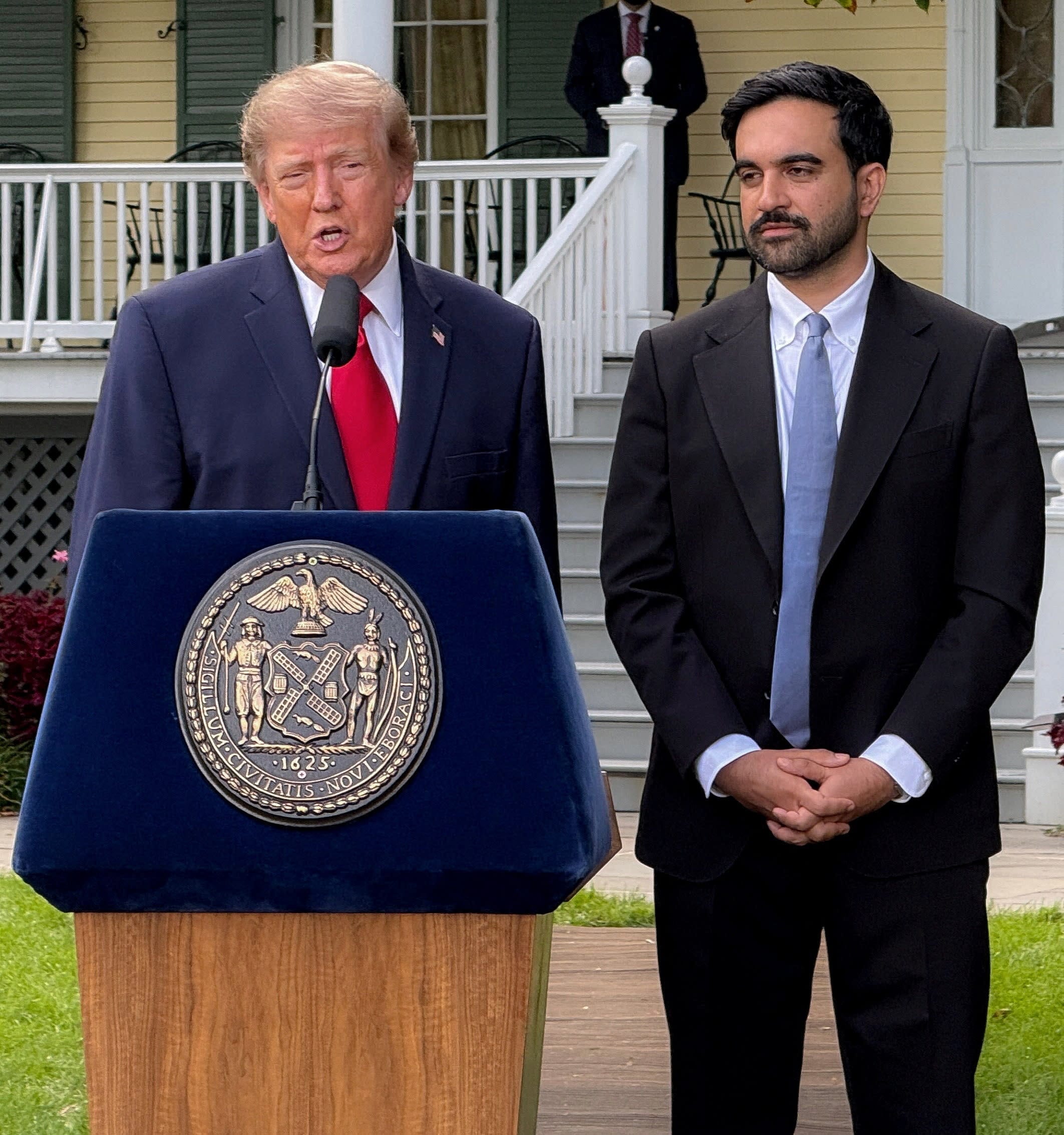 US President Donald Trump and New York City Mayor Zohran Mamdani speak to reporters during a press conference following their meeting at Gracie Mansion in New York City, US, September 21, 2026.