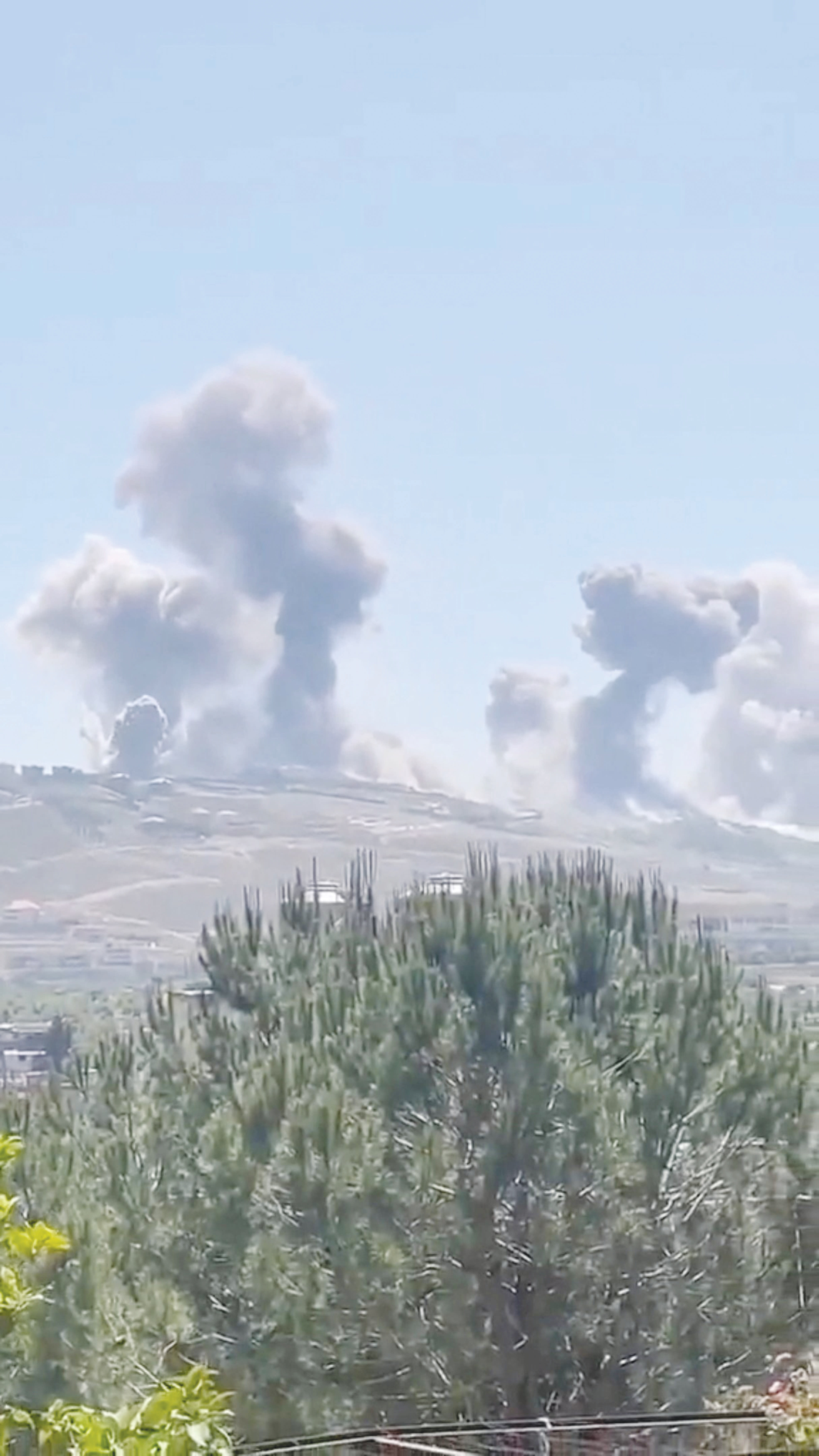 SMOKE RISES following strikes on Ali al-Taher ridge in Nabatieh, Lebanon, in this screen grab from a social media video released Aug. 22.