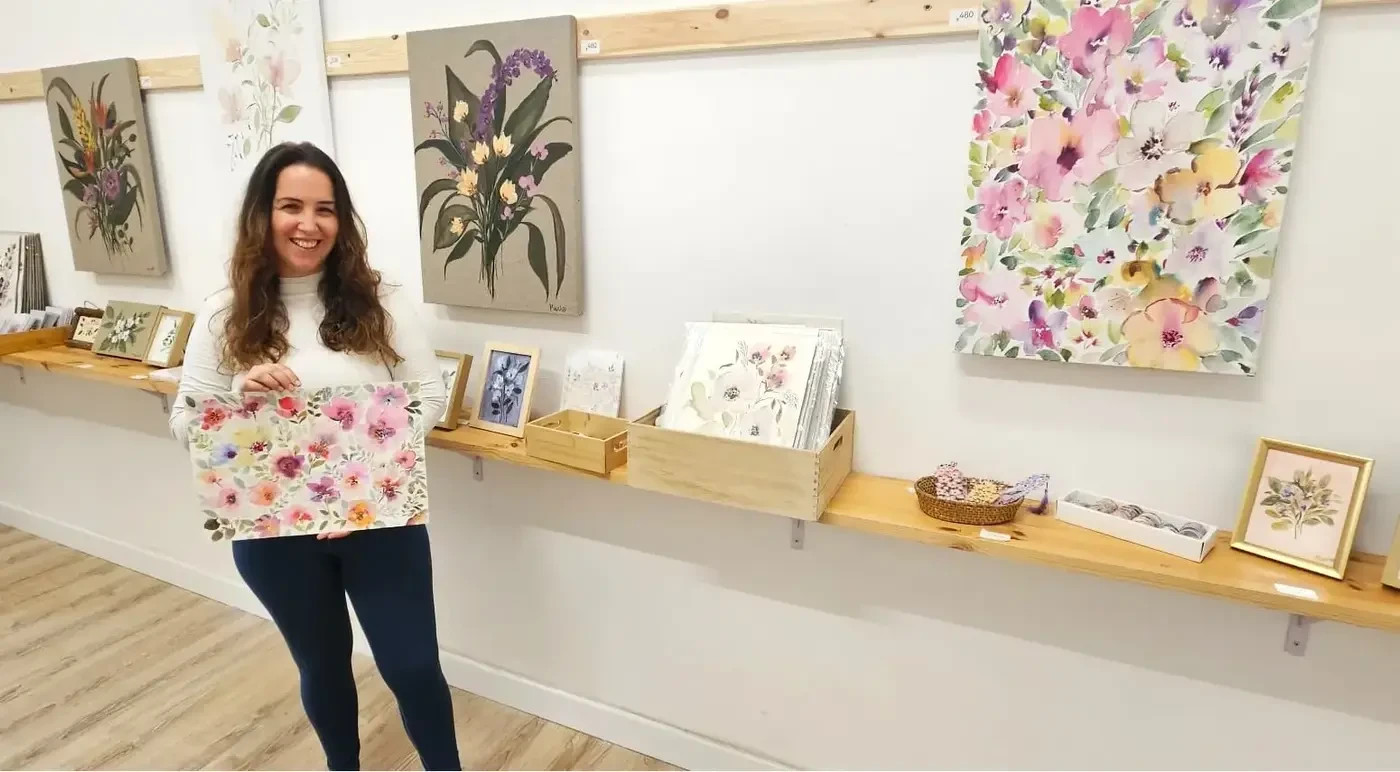 ''Suddenly I started painting more than studying.'' Merav Nakash Amsalem and her works at Meri Art.
