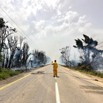  A KKL-JNF worker at the scene preventing the spread of the forest fire June 2, 2023.