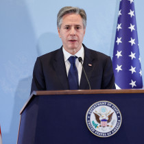  US Secretary of State Antony Blinken attends a press conference, during his visit to Israel, amid the ongoing conflict between Israel and the Palestinian Islamist group Hamas, in Tel Aviv, Israel November 3, 2023