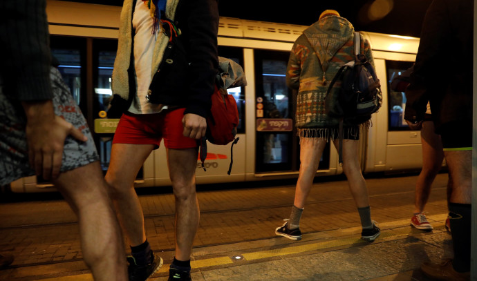Israelis celebrate 'No Pants Day' on Jerusalem's light rail