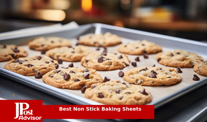 Non-Stick Baking Sheet Set 3 Pcs for Cookies & More, Heavy-Duty Aluminum  Baking Sheets with Gray Silicone Handles