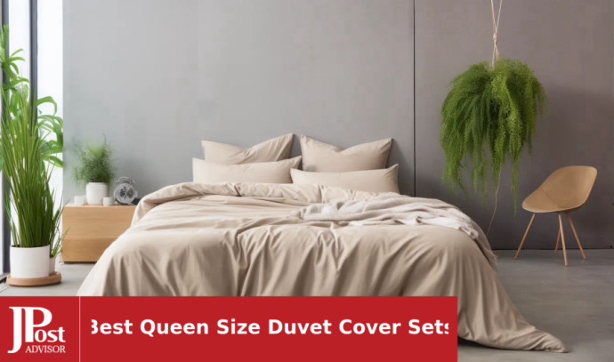 Bedsure Linen Duvet Cover Queen Linen Cotton Blend Duvet Cover Set - 3  Pieces Comforter Cover Set (90 x 90 inchs,No Comforter Included)