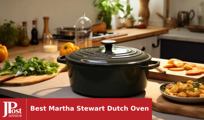  MARTHA STEWART Gatwick 7 QT Enamel Cast Iron Dutch Oven, Linen  w/Gold Knob: Home & Kitchen