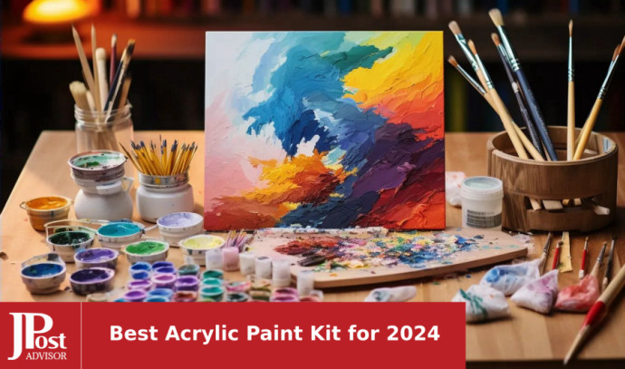  Acrylic Paint Brush Set with 15 Premium Artist Brushes and 24  Color Acrylic Paint - Ultimate Kit for Canvas, Wood, Ceramic, Fabric  (Acrylic Paint Set)