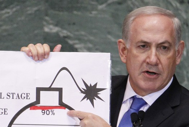 Netanyahu warns against nuclear Iran at 2012 UN General Assembly (credit: REUTERS)