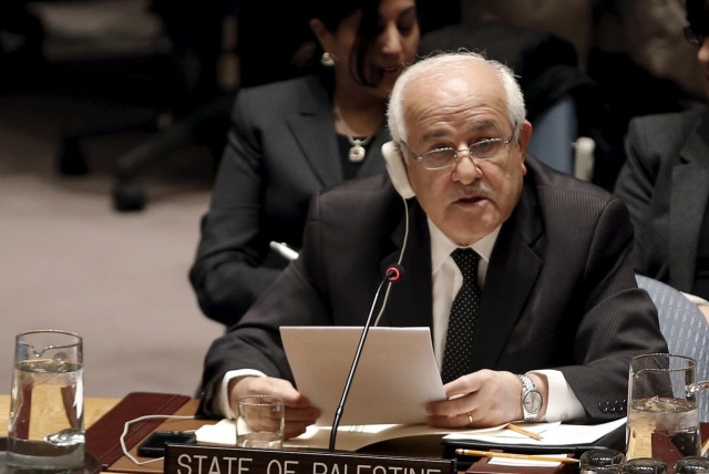 PLO envoy to the UN, Riyad Mansour.  (credit: REUTERS)