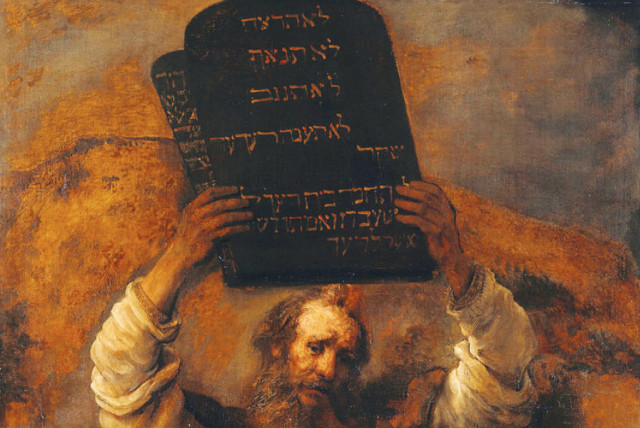 MOSES WITH the Ten Commandments is depicted in this 1659 painting by Rembrandt (credit: Wikimedia Commons)