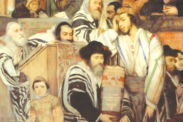  PAINTING by the Polish artist Maurycy Gottlieb c. 1878, titled ‘Jews Praying in the Synagogue on Yom Kippur.’ (credit: Wikimedia Commons)