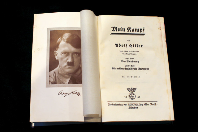A copy of Adolf Hitler's book ''Mein Kampf'' (My Struggle) from 1940 is pictured in Berlin, Germany, in this picture taken December 16, 2015 (credit: REUTERS/FABRIZIO BENSCH)
