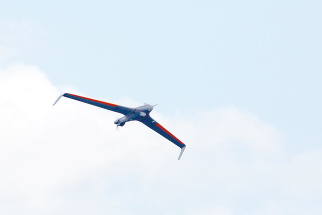 HERMES 45, a new drone by Elbit Systems, which it describes as a ‘Small Tactical Unmanned Aircraft System’ (STUAS), made its first appearance at the Paris Airshow 2019. (photo credit: ELBIT SYSTEMS)