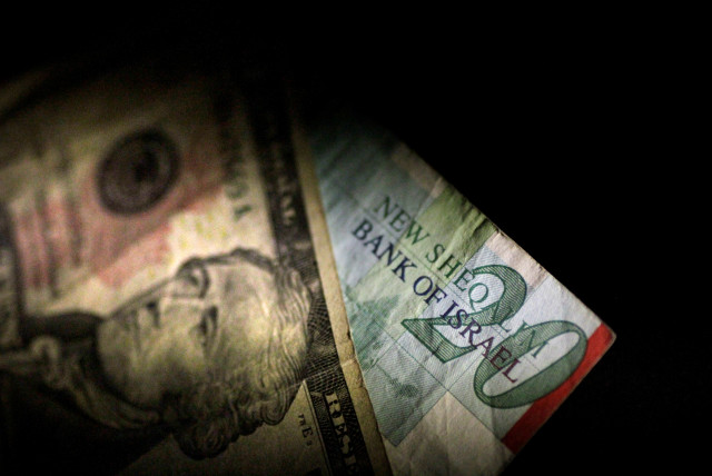 Shekels and dollars (credit: THOMAS WHITE / REUTERS)