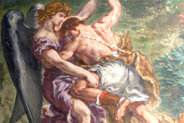 ‘JACOB WRESTLING with the Angel,’ fresco of Eugène Delacroix. (credit: Wikimedia Commons)