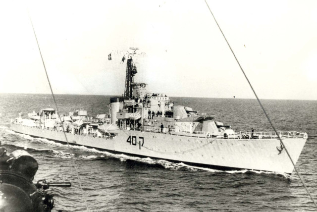 THE DESTROYER ‘Eilat,’ first victim of the naval missile age. (credit: GPO)