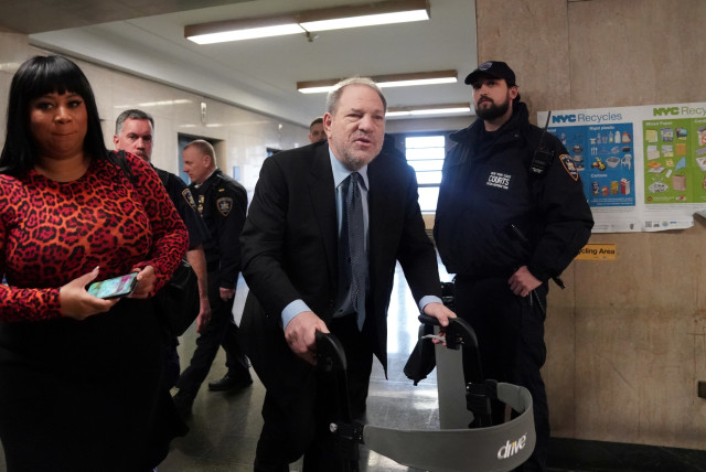Film producer Harvey Weinstein arrives at Criminal Court during his sexual assault trial in the Manhattan borough of New York City, U.S., February 11, 2020 (credit: REUTERS/BRYAN R SMITH)