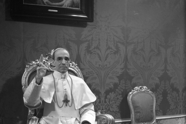 Pope Pius XII, the pontiff during World War Two, appears in an undated file photo from the archives of Vatican newspaper Osservatore Romano (credit: REUTERS)