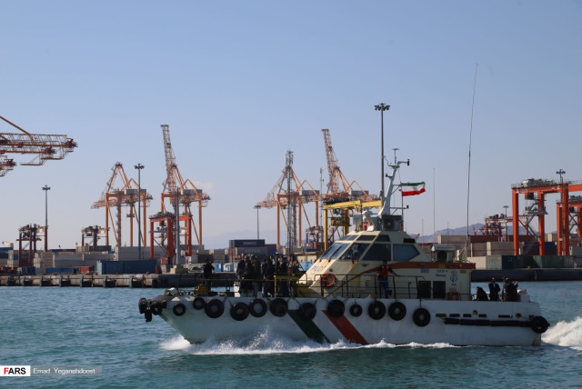 Shahid Rajaei Port in southern Iran near Bandar Abbas (credit: EMAD YEGANEHDOOST/FARS NEWS AGENCY/WIKIMEDIA COMMONS)