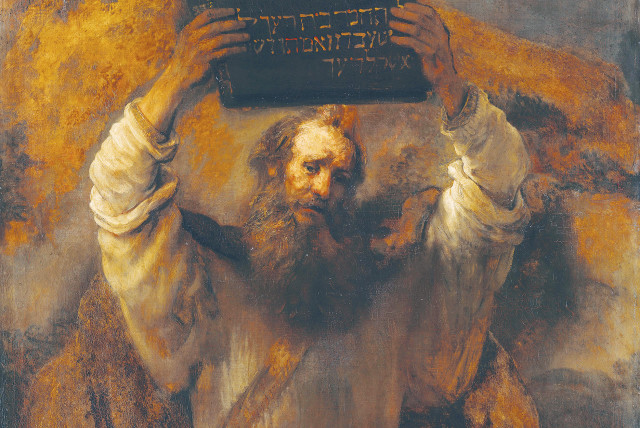 REMBRANDT'S MOSES with the Ten Commandments (credit: WIKIMEDIA COMMONS/GOOGLE ART PROJECT)