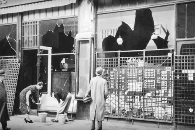  GAZING AT the carnage of  Kristallnacht, November 1938. (credit: Wikimedia Commons)