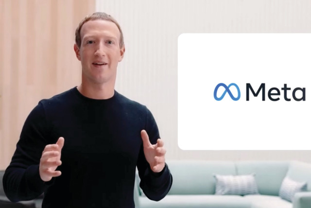Facebook CEO Mark Zuckerberg appears at a  live-streamed virtual and augmented reality conference last month to announce the rebranding of Facebook as Meta. (credit: FACEBOOK/REUTERS)