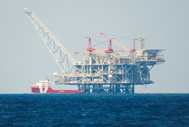  THE PRODUCTION platform of the Leviathan natural gas field in the Mediterranean Sea, off the coast of Haifa: The realization of the commercial potential of the field is in the hands of the companies.  (credit: AMIR COHEN/REUTERS)