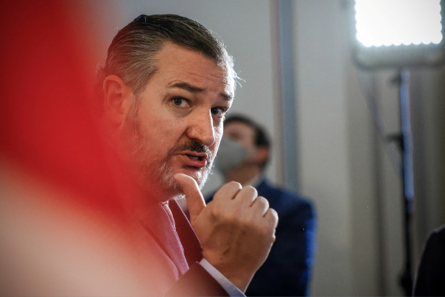 Senator Ted Cruz (R-TX) speaks during a press conference following the weekly Republican luncheon on Capitol Hill in Washington, US, January 11, 2022. (credit: REUTERS/Evelyn Hockstein/File Photo)