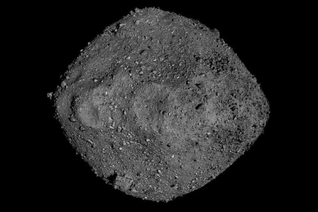 This mosaic of the asteroid Bennu was created using observations made by NASA’s OSIRIS-REx spacecraft that was in close proximity to the asteroid for over two years. (credit: NASA/Goddard/University of Arizona)