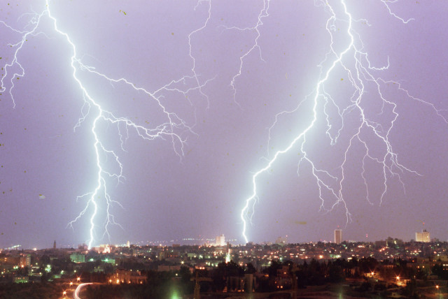  Lightning over Jerusalem (credit: Prof. Daniel Rosenfeld)