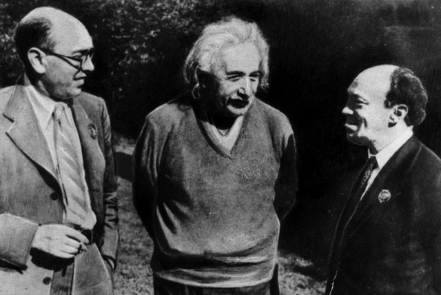  Albert Einstein (Middle) is seen standing between Yiddish poet Itzik Feffer and Russian Jewish actor Solomon Mikhoels in 1943. Feffer would be killed in the Night of the Murdered Poets, while Mikhoels was killed in what may have been an assassination ordered by Joseph Stalin. (credit: Wikimedia Commons)
