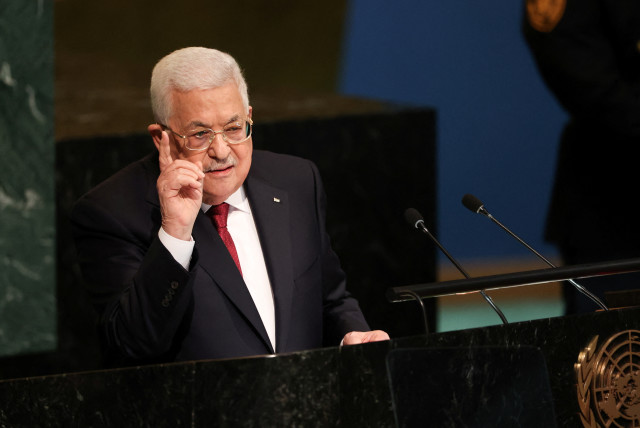  Palestine’s President Mahmoud Abbas addresses the 77th United Nations General Assembly at UN headquarters in New York City, New York, US, September 23, 2022. (credit: CAITLIN OCHS/REUTERS)