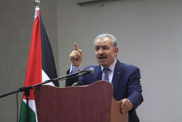  Palestinian Prime Minister Muhammad Shtayyeh during the inauguration of municipals water network projects for villages northeast of Salfit in the West Bank  on September 3, 2022.  (credit: NASSER ISHTAYEH/FLASH90)