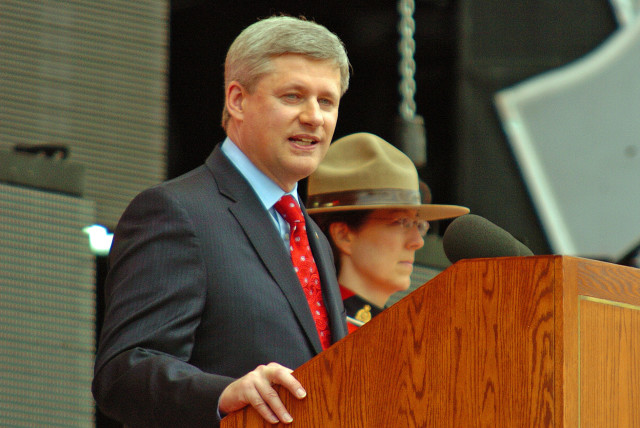 Canadian Prime Minister Stephen Harper speaking at 2009 Canada Day celebrations on Parliament Hill. (credit: KASHMERA/CC BY 2.0 (https://creativecommons.org/licenses/by/2.0)/VIA WIKIMEDIA COMMONS)