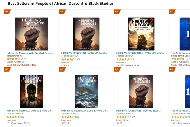  Hebrews to Negroes: Wake Up Black America series in the top ten best sellers in the ''People of African Descent & Black Studies'' category. (credit: Screenshot/Amazon website)