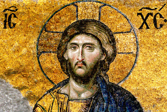 Jesus Christ - detail from Deisis mosaic, Hagia Sophia, Istanbul (credit: EDAL ANTON LEFTEROV/CC BY-SA 3.0 (https://creativecommons.org/licenses/by-sa/3.0)/VIA WIKIMEDIA)