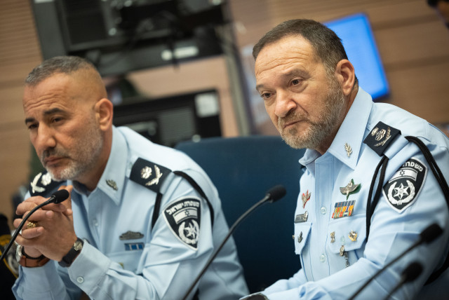  Chief of Police Kobi Shabtai and Head of Jerusalem police district Doron Turgeman National Security Committee meeting at the Knesset, the Israeli Parliament in Jerusalem, on February 22, 2023. (credit: YONATAN SINDEL/FLASH90)