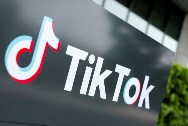 The TikTok logo is pictured outside the company's US head office in Culver City, California, US, September 15, 2020. (credit: REUTERS/MIKE BLAKE/FILE PHOTO)