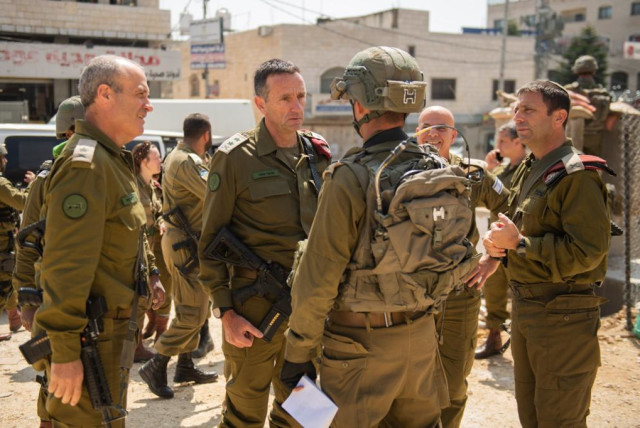  IDF Chief of Staff Herzi Halevi tours the Palestinian West Bank town of Huwara with senior military generals on Tuesday, March 28, 2023  (credit: IDF SPOKESPERSON'S UNIT)