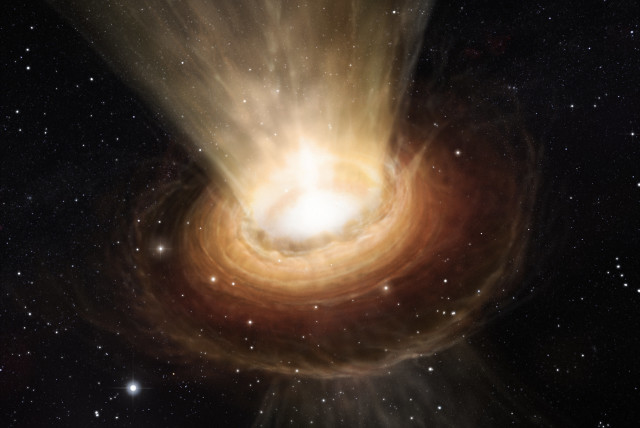  Artist's impression of the surroundings of a supermassive black hole (Illustrative). (credit: European Southern Observatory/Flickr)