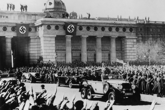  ADOLF HITLER reviews his troops during the victory parade in Vienna following the German annexation of Austria, March 16, 1938. Hitler called Lueger ‘the greatest German mayor of all times’ in ‘Mein Kampf.’  (credit: Keystone/Hulton Archive/Getty Images)
