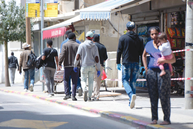  SOME OF THE thousands of asylum seekers, mainly from Sudan and Eritrea, who are living in Tel Aviv. (credit: AVSHALOM SASSONI)