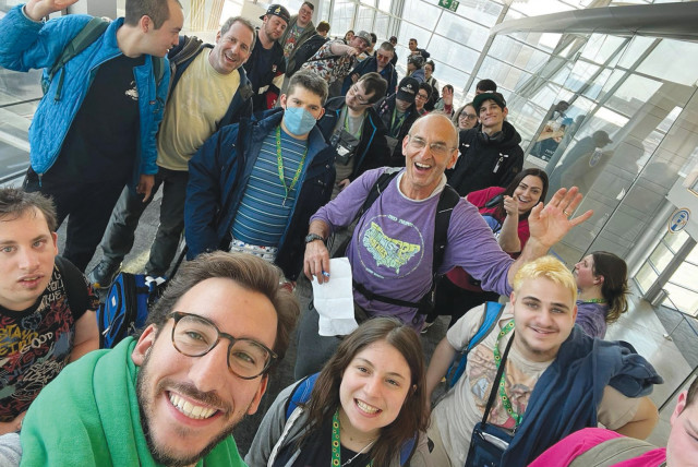  THE BIRTHRIGHT ISRAEL group of challenged young adults arrive at Ben-Gurion Airport in Feburary. (credit: HOWARD BLAS)