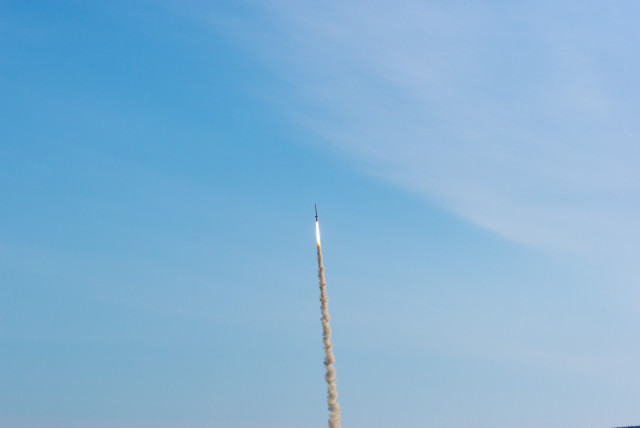 The TEXUS 58 research rocket launched by Sweden Space Corp (SSC), lifts off from the Esrange Space Center in Sweden April 24, 2023 (credit:  Sweden Space Corp (SSC)/Handout via REUTERS)