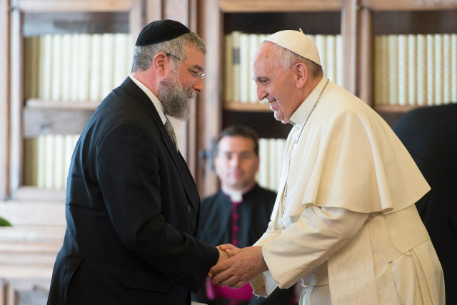  MEETING WITH Pope Francis. (credit: Eli Itkin/Conference of European Rabbis)
