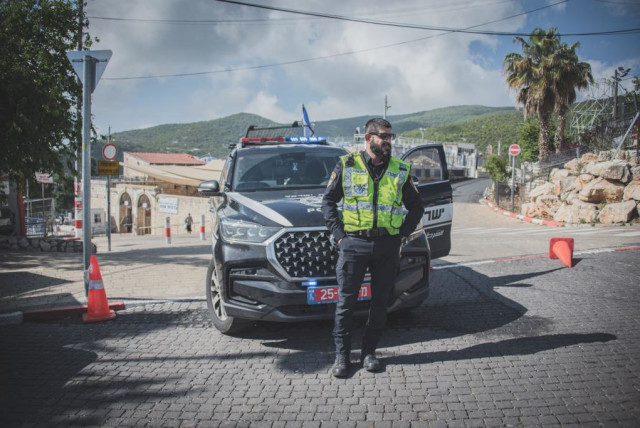 Israel Police officer is seen during an emegerncy drill in the town of Meron ahead of the annual Lag BaOmer pilgrimage to Mount Meron on Sunday, May 7, 2023 (credit: ISRAEL POLICE)