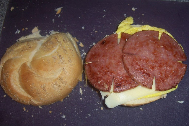  A Taylor ham sandwich – or a pork roll sandwich, depending where in New Jersey you live (Illustrative) (credit: Wikimedia Commons)