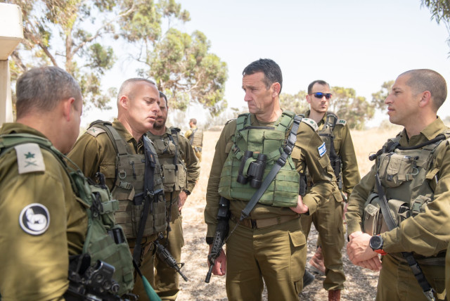  IDF Chief of Staff Herzi Halevi is seen during a situational assessment as part of Operation Shield and Arrow along the Gaza border on May 10, 2023 (credit: IDF SPOKESPERSON'S UNIT)