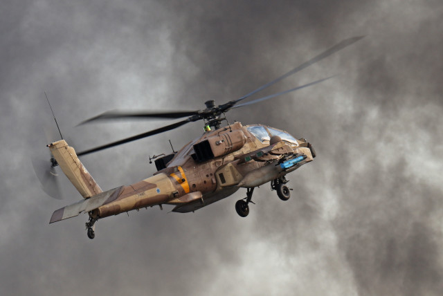 AH-64 Apache Helicopter seen on July 6, 2021 (credit: OFER ZIDON/FLASH90)