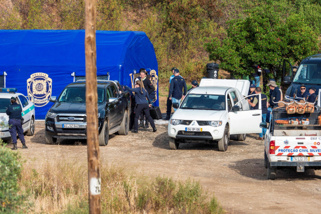  Police prepare to search a reservoir for the body of Madeleine McCann, who went missing in the Portuguese Algarve in May 2007, in Silves, Portugal, May 23, 2023 (credit: REUTERS)